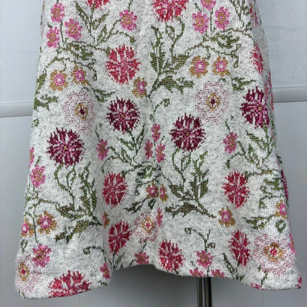 Anthropologie Cecilia Prado Meadowlark Sweater Skirt Size S Floral Texture Fairy